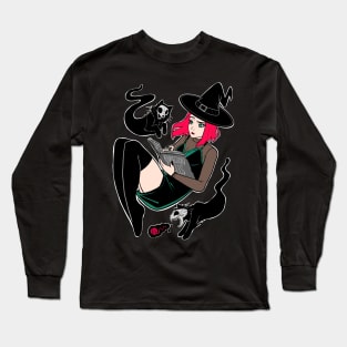 Ghost Cat Witch Long Sleeve T-Shirt